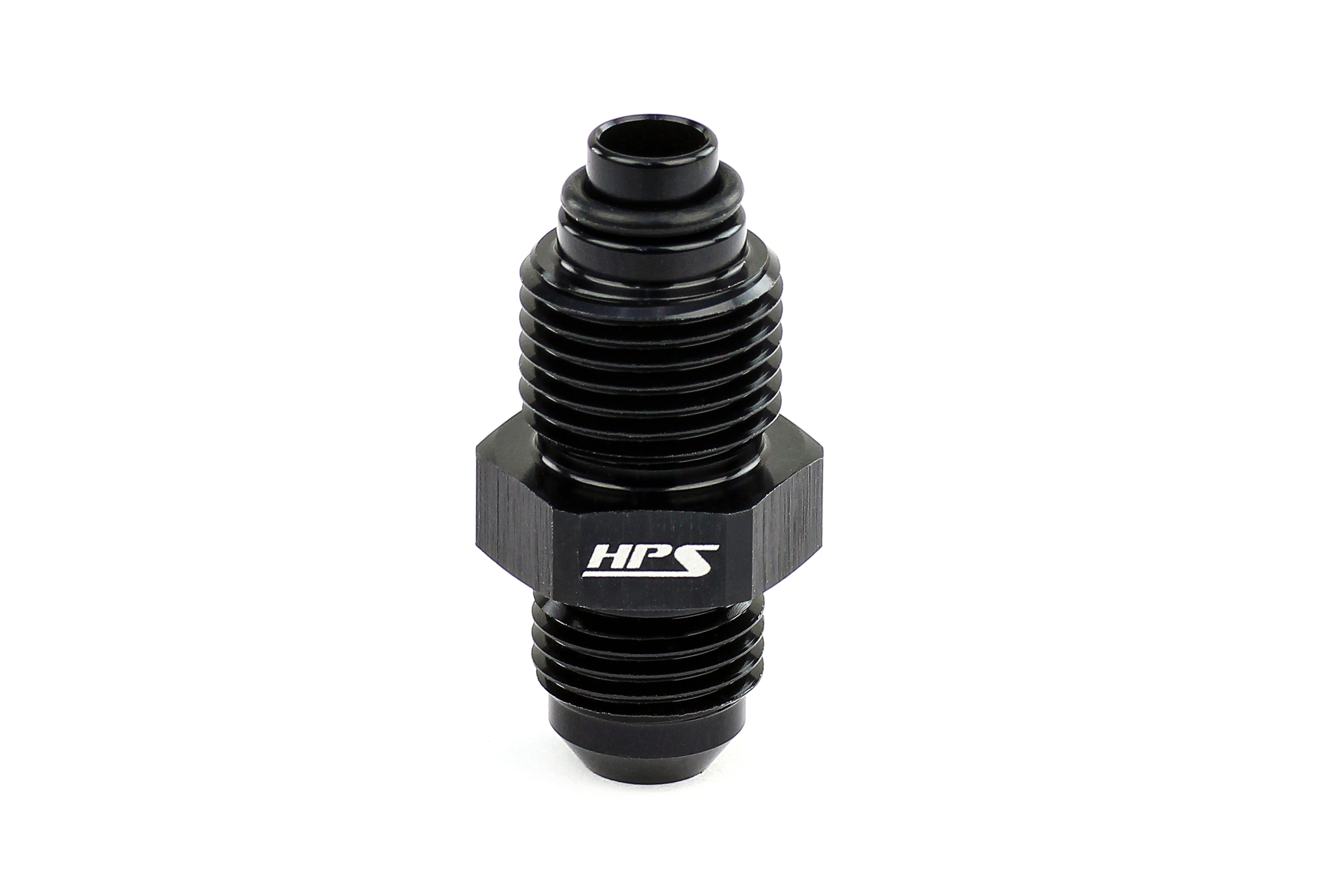 HPS Performance -6 AN to M18 x 1.5 Male to Metric Thread Male O-Ring Tip Adapter Aluminum Black