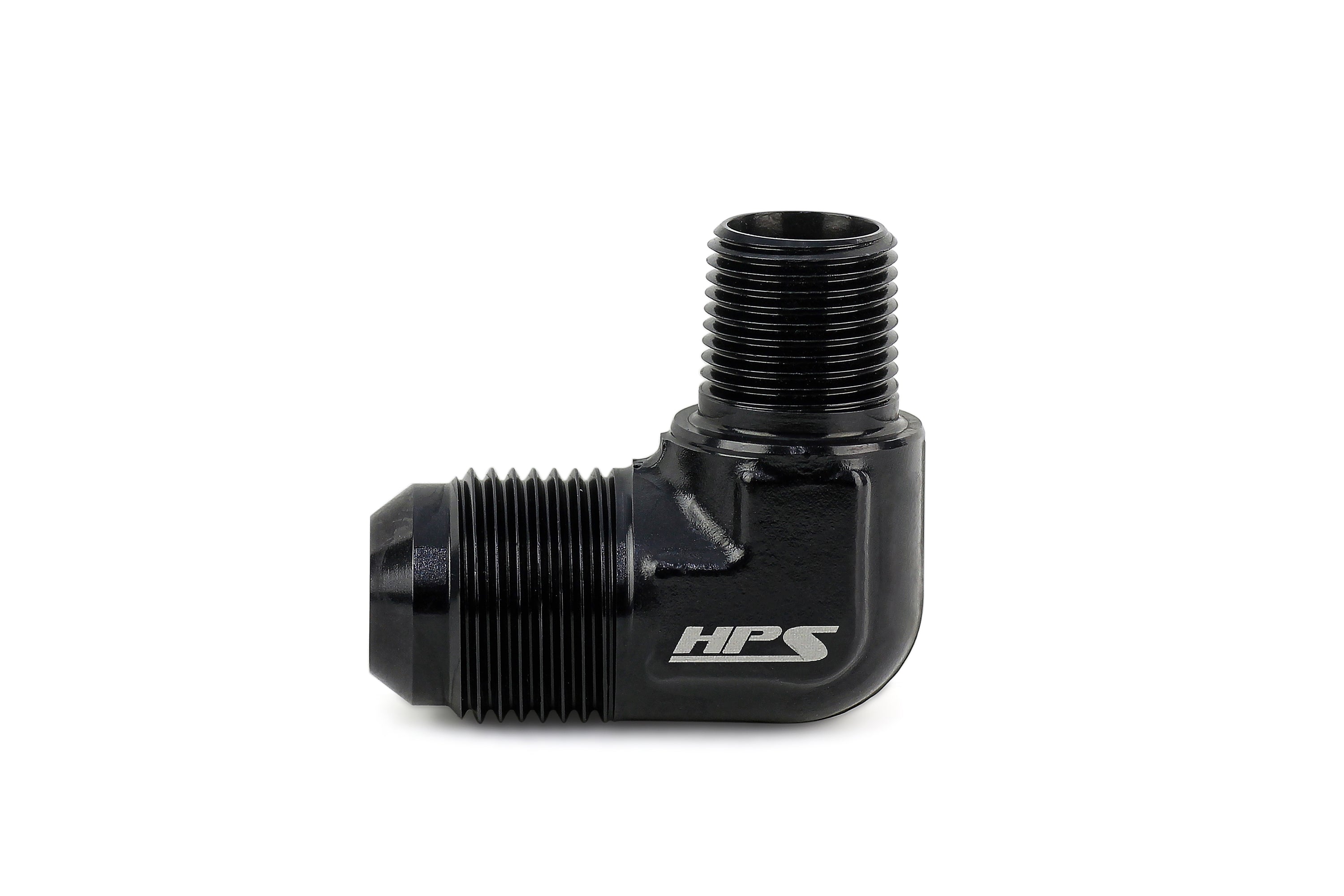HPS Performance 90 Degree -3 AN Flare to 1/8 inch NPT Adapter Aluminum Black