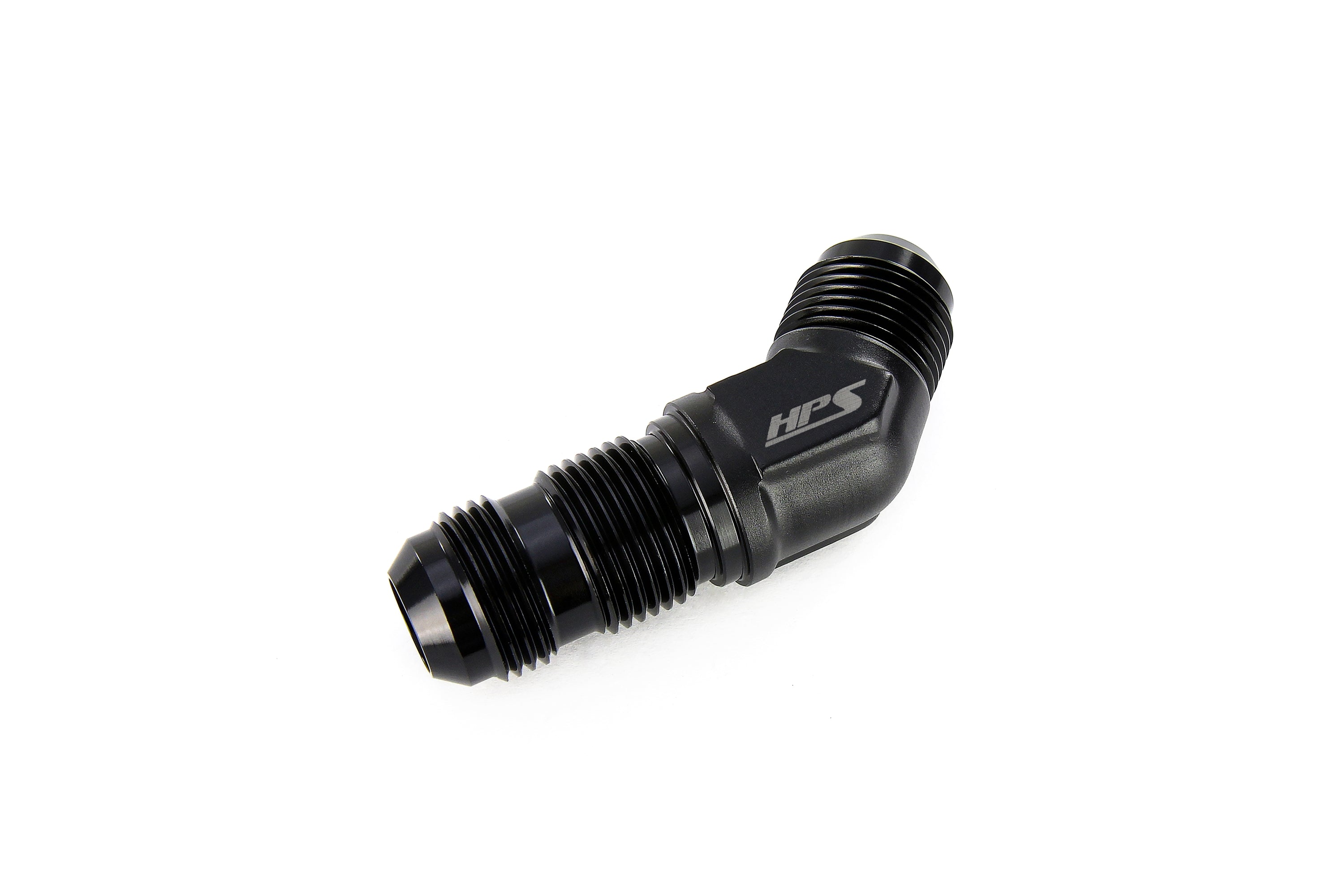 HPS Performance 45 Degree -8 AN Male to Male Bulkhead Adapter Aluminum Black