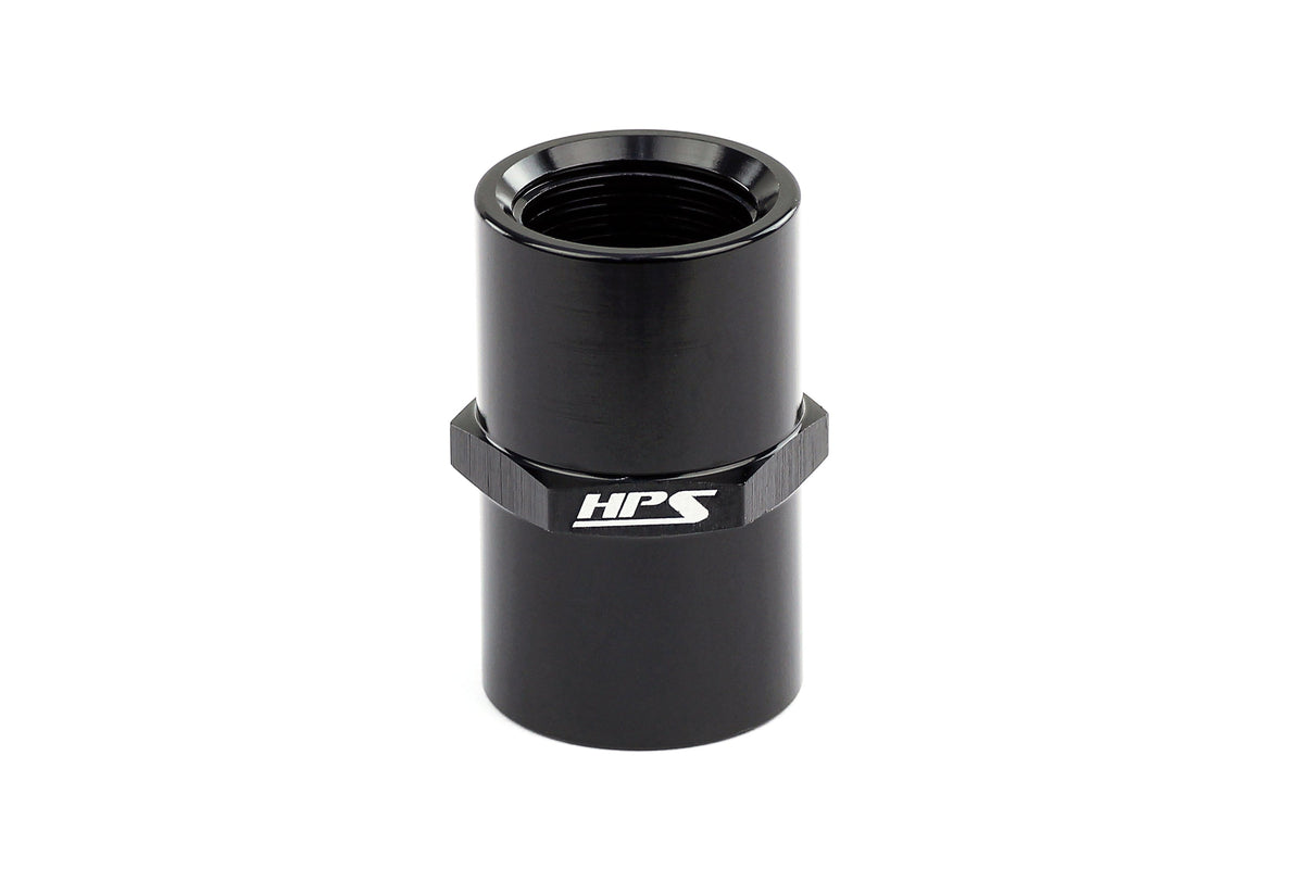 HPS Performance Straight 1/4'' NPT Female to Female Coupler Adapter Aluminum Black