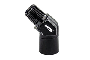 HPS Performance 45 Degree 1/4'' NPT Male To Female Adapter Aluminum Black