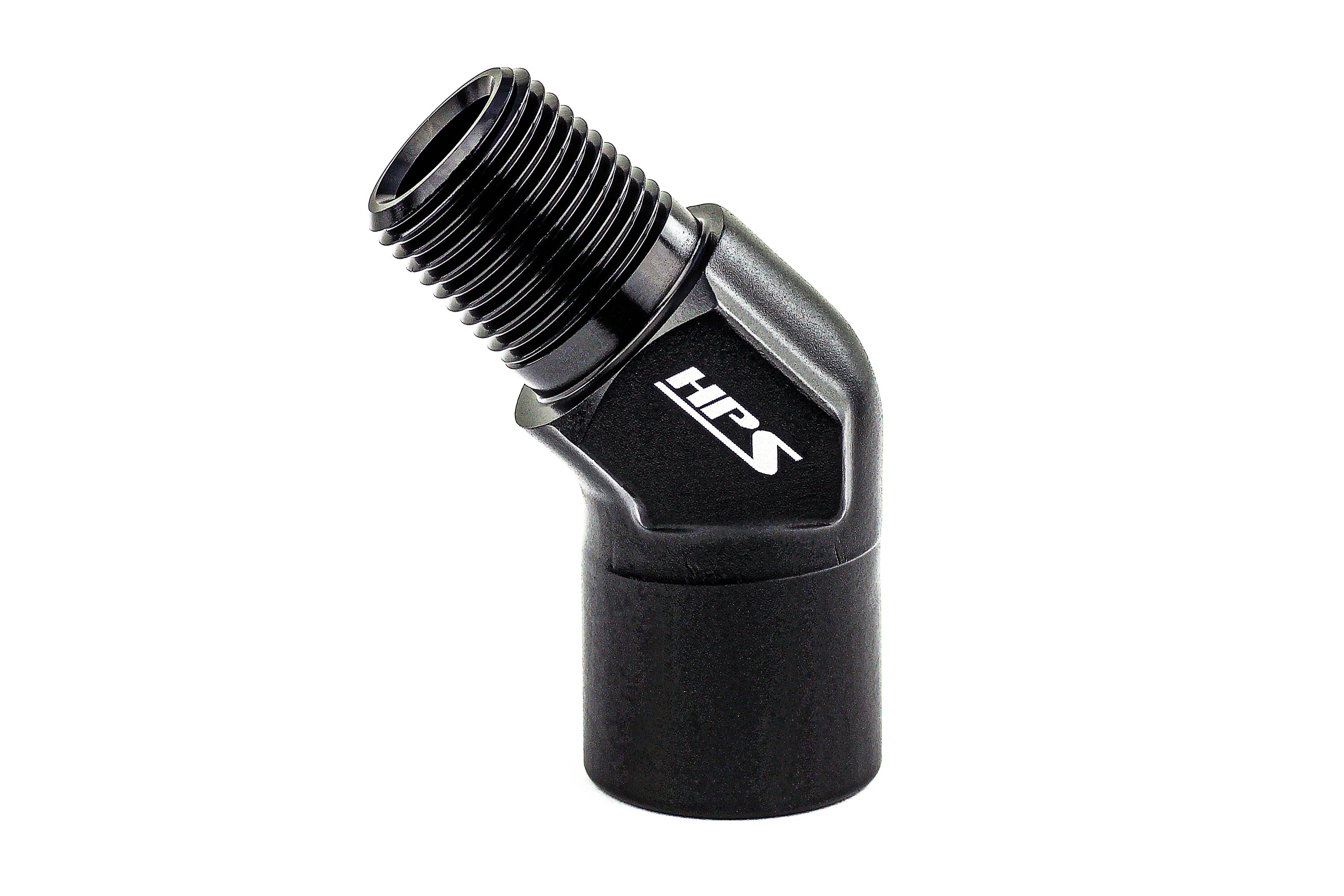 HPS Performance 45 Degree 1/8'' NPT Male To Female Adapter Aluminum Black
