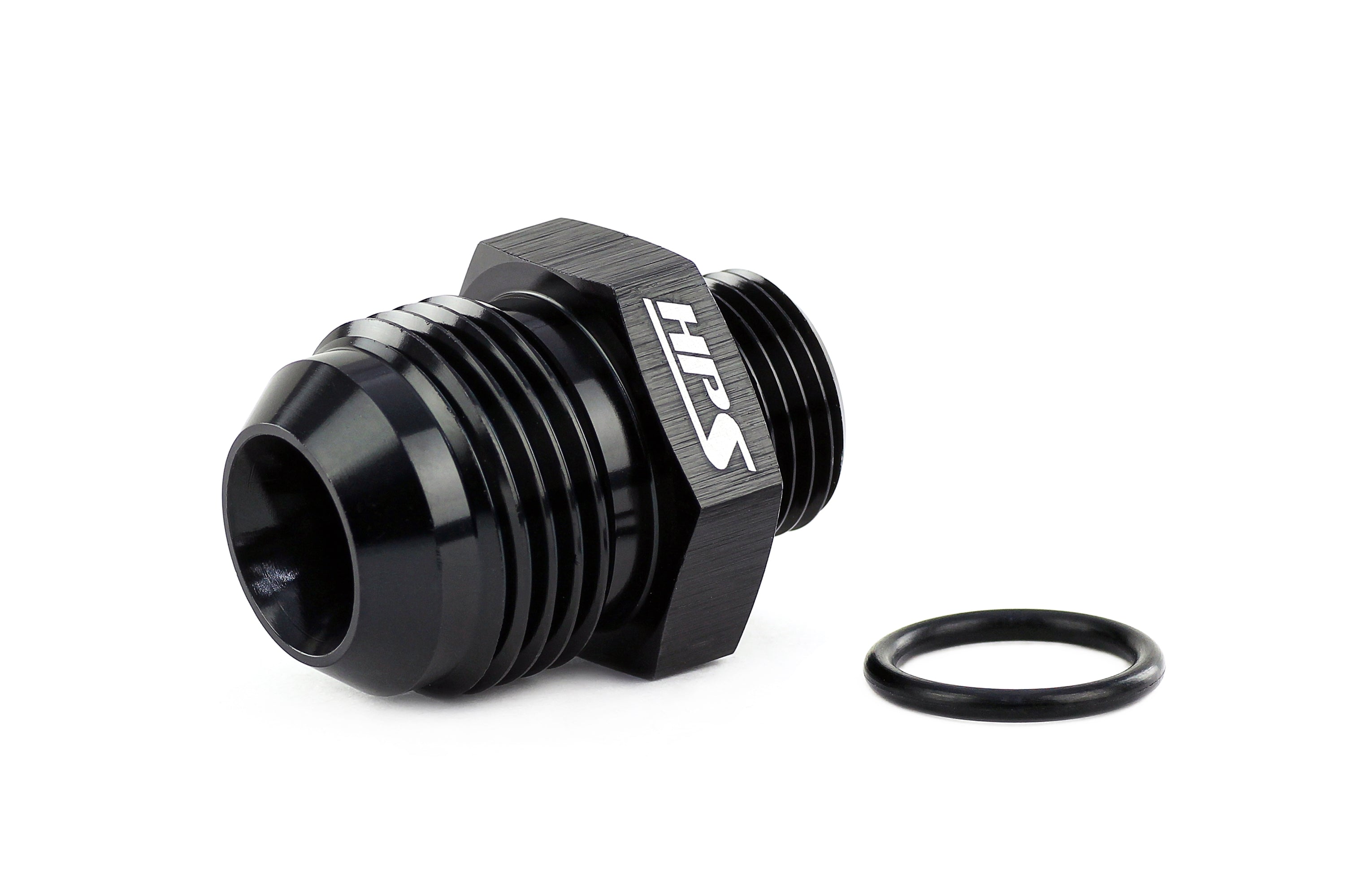 HPS Performance -16 AN Male to -10 O-ring Boss (ORB) Port Thread Male Adapter, Aluminum, Black