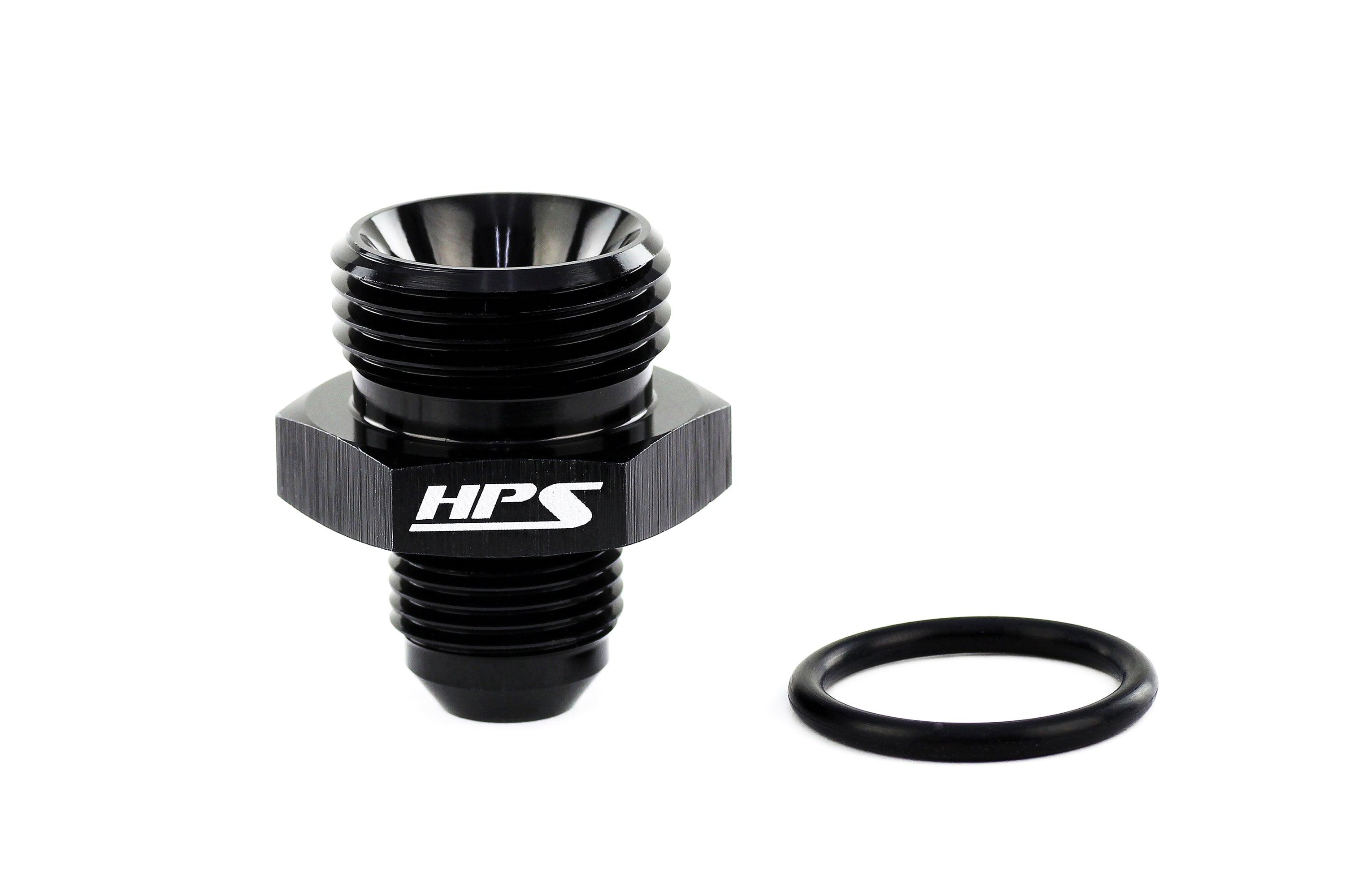 HPS Performance -3 AN Male to -6 O-ring Boss ORB Port Thread Male Adapter Aluminum Black