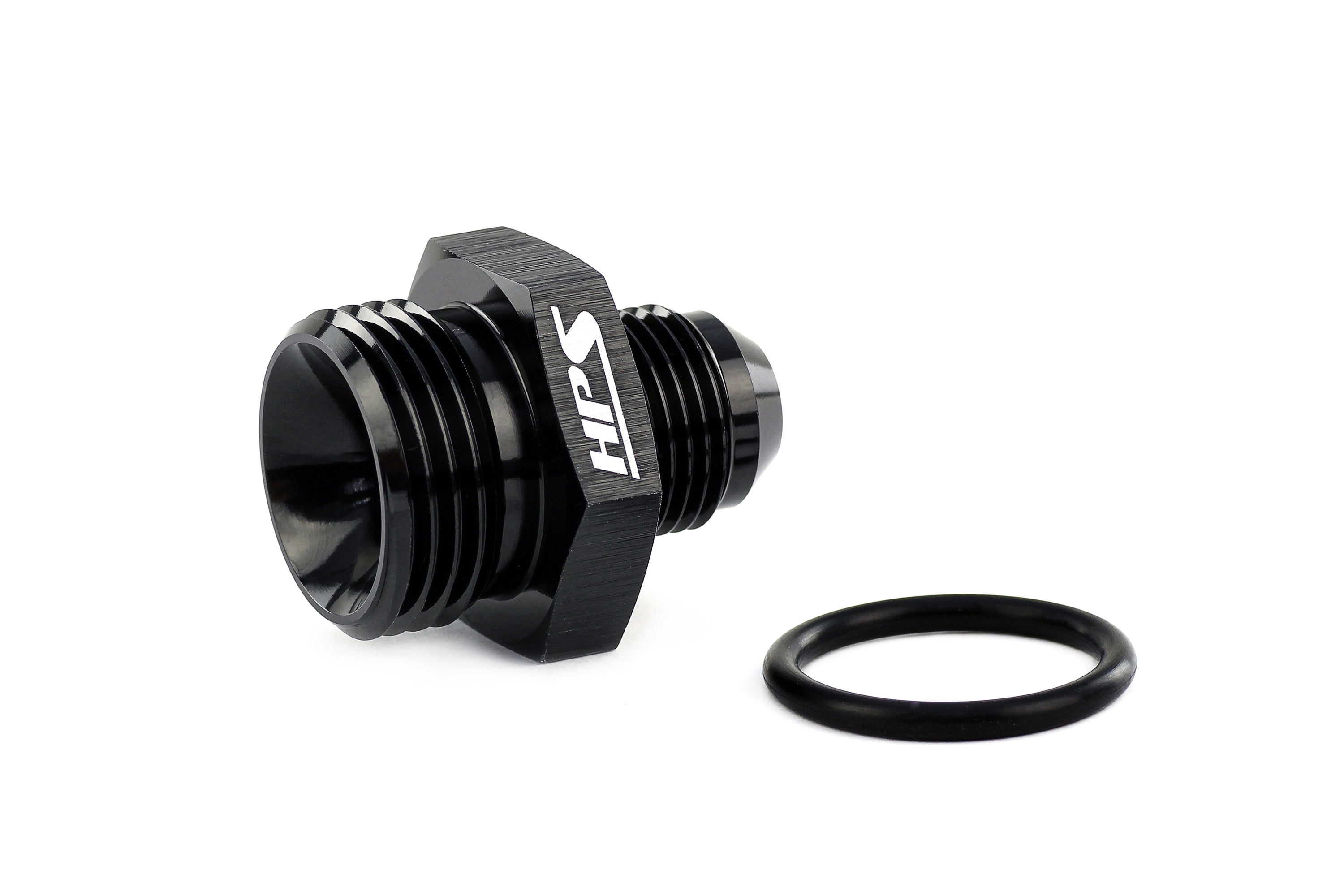 HPS Performance -3 AN Male to -6 O-ring Boss (ORB) Port Thread Male Adapter, Aluminum, Black