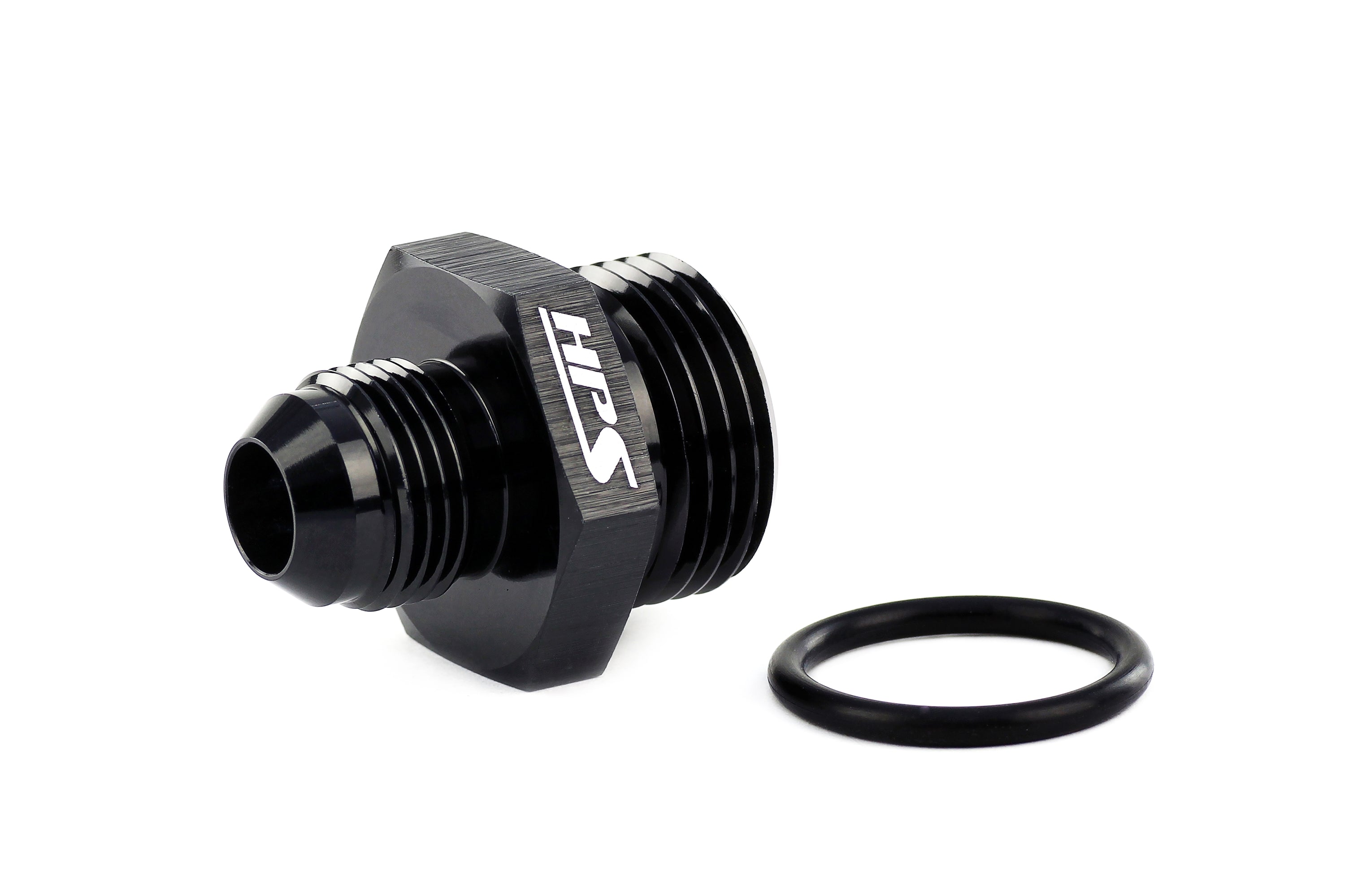 HPS Performance -3 AN Male to -6 O-ring Boss (ORB) Port Thread Male Adapter, Aluminum, Black