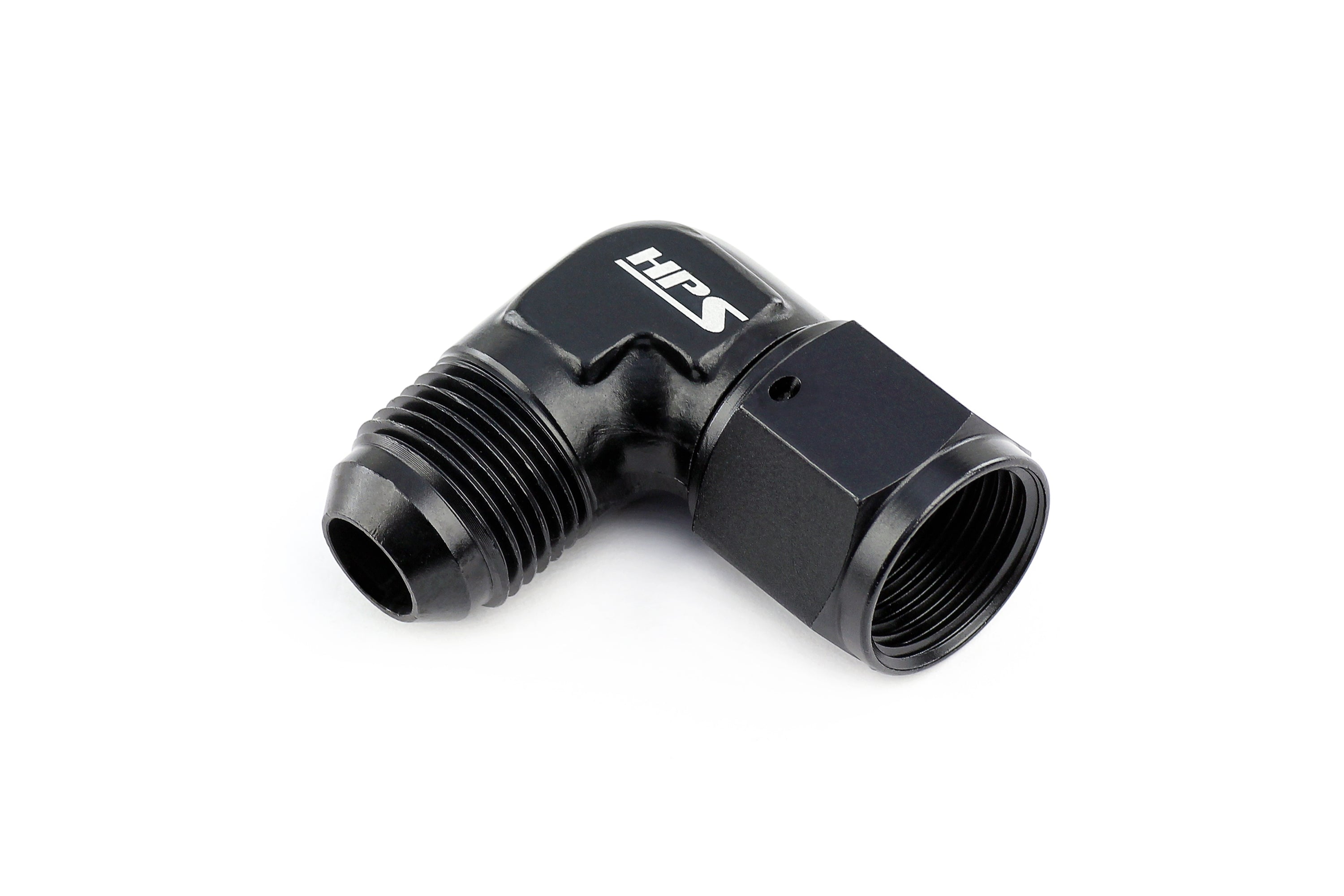 HPS Performance 90 Degree -6 AN Male to Female Swivel Adapter Aluminum Black