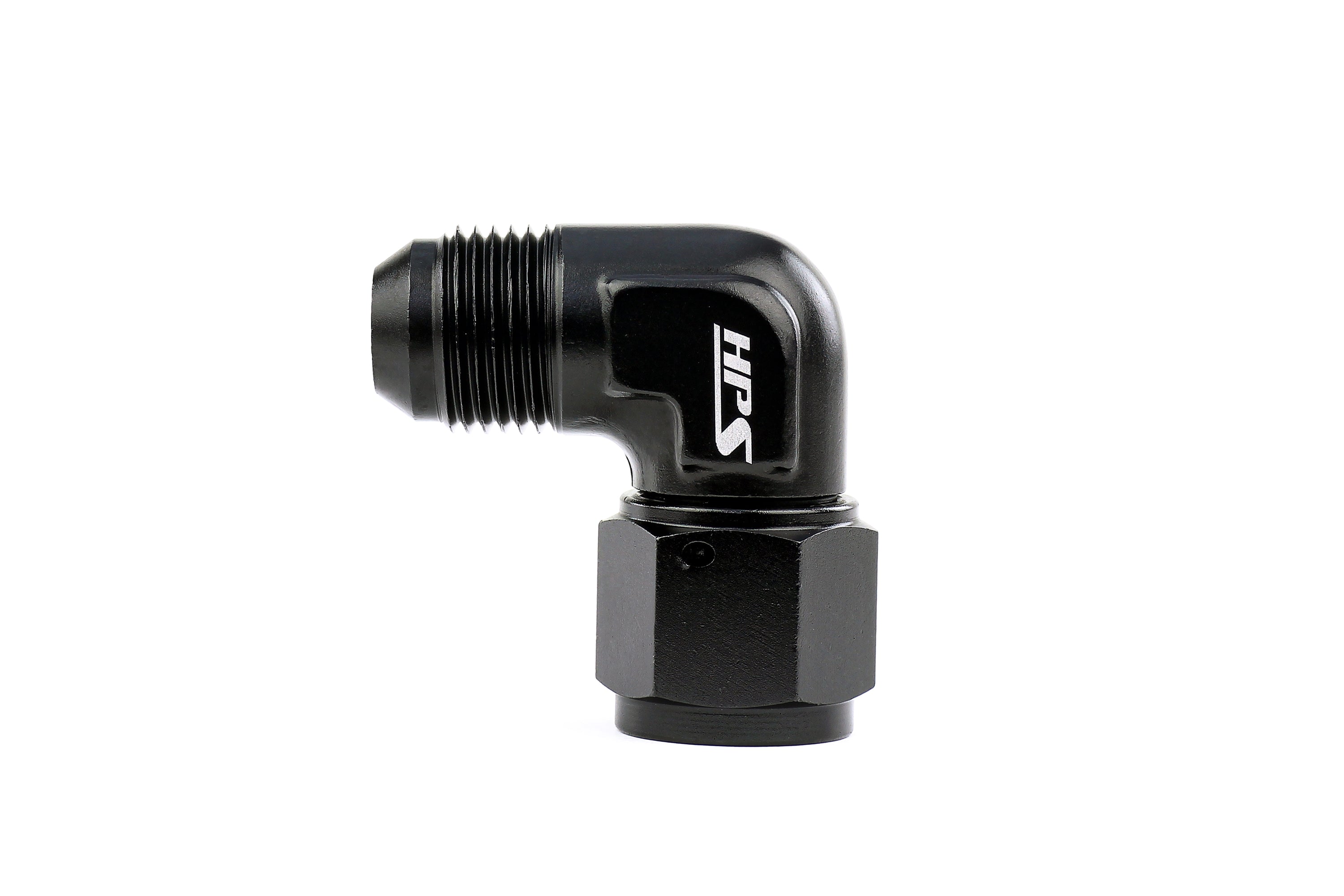 HPS Performance 90 Degree -6 AN Male to Female Swivel Adapter, Aluminum, Black