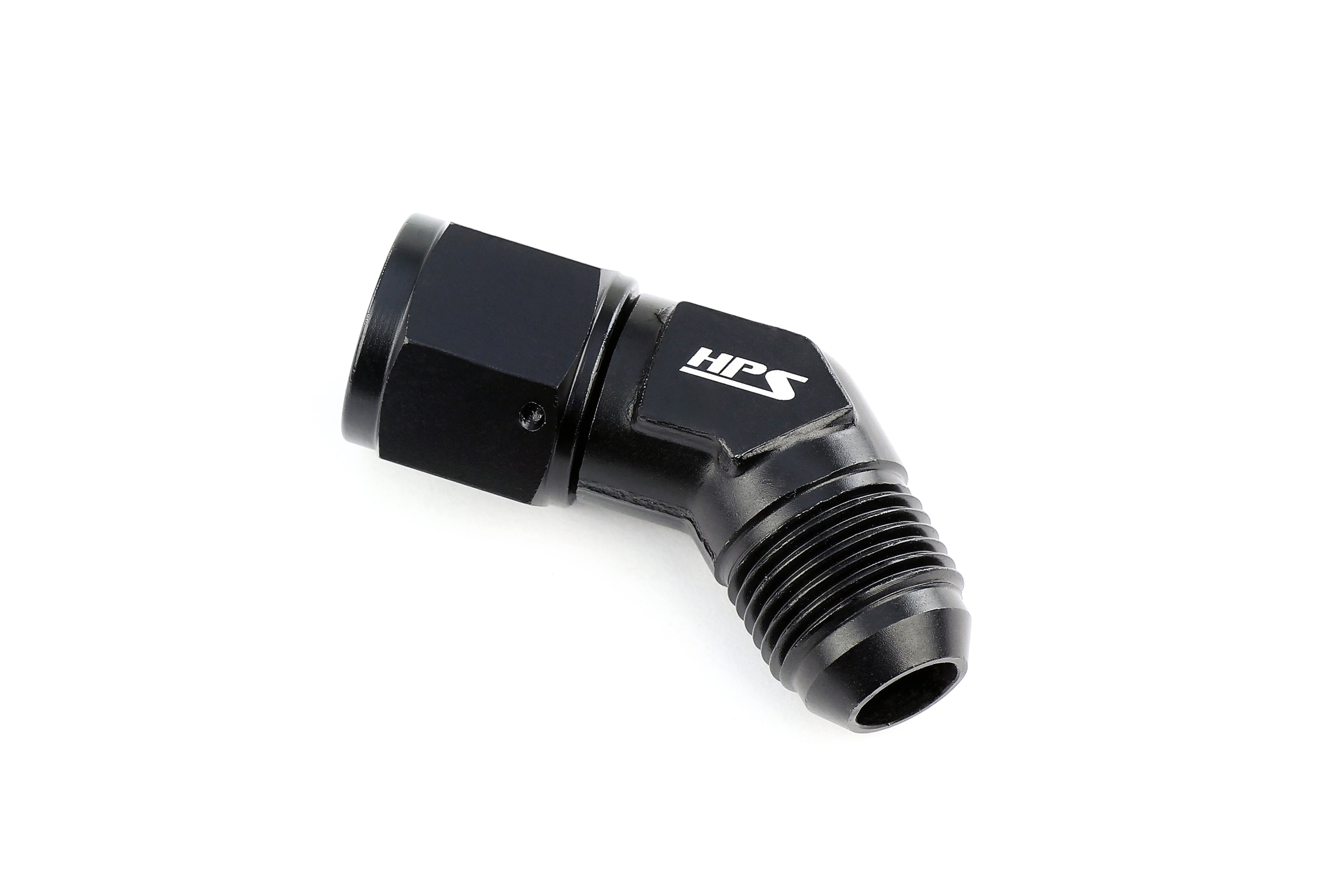 HPS Performance 45 Degree -10 AN Male to Female Swivel Adapter Aluminum Black