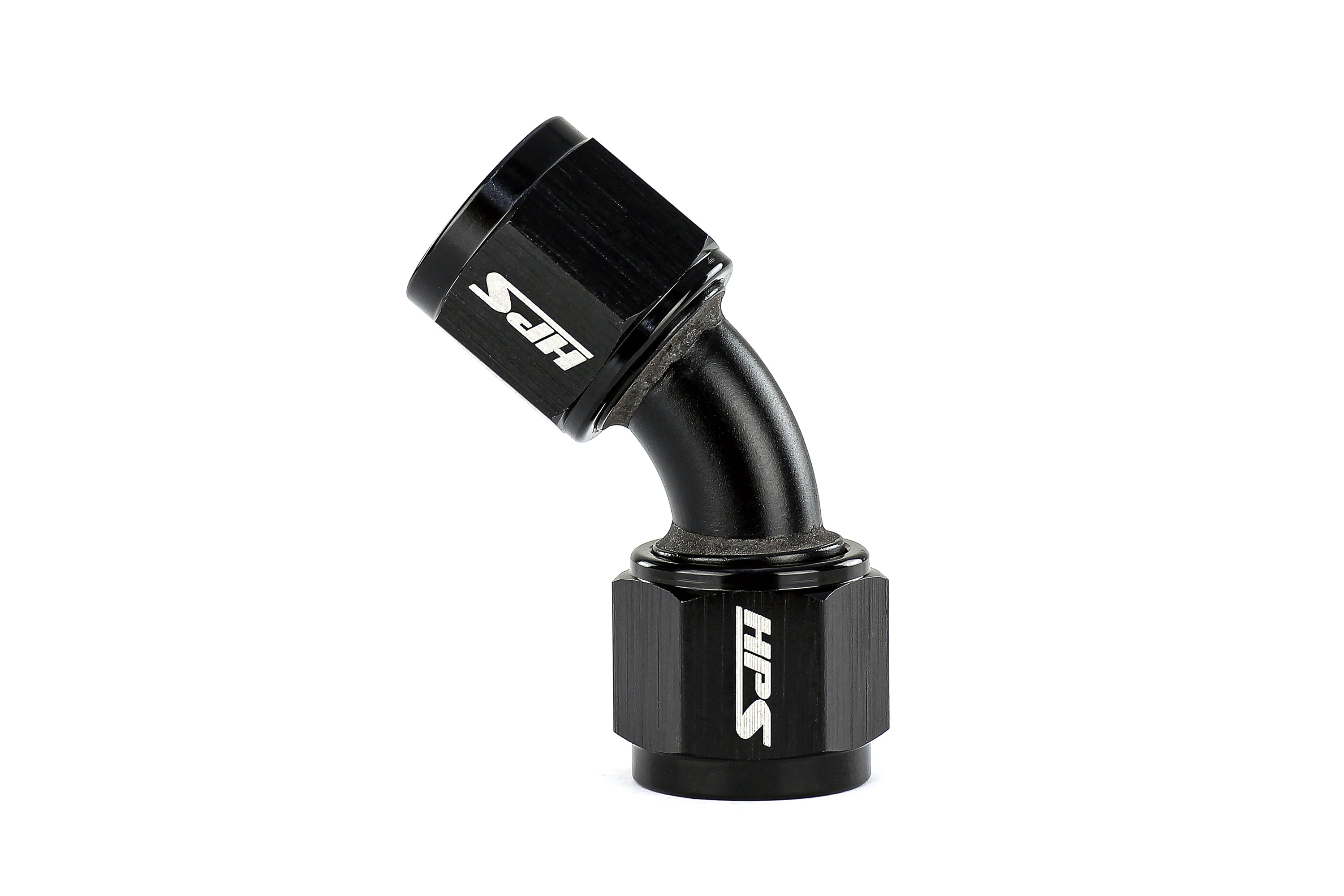 HPS Performance 45 Degree -6 AN Female to Female Swivel Coupling Adapter Aluminum Black