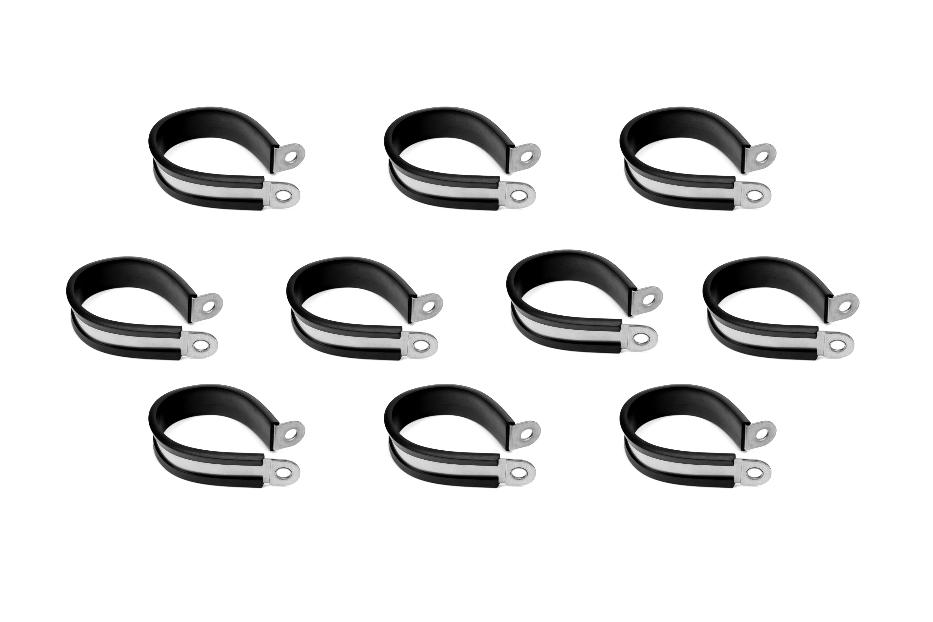 HPS 1-9/16 inch 40mm ID Stainless Steel Cushion Loop Clamp 10pcs Pack for Tube Wire and Hose Black Rubber EPDM