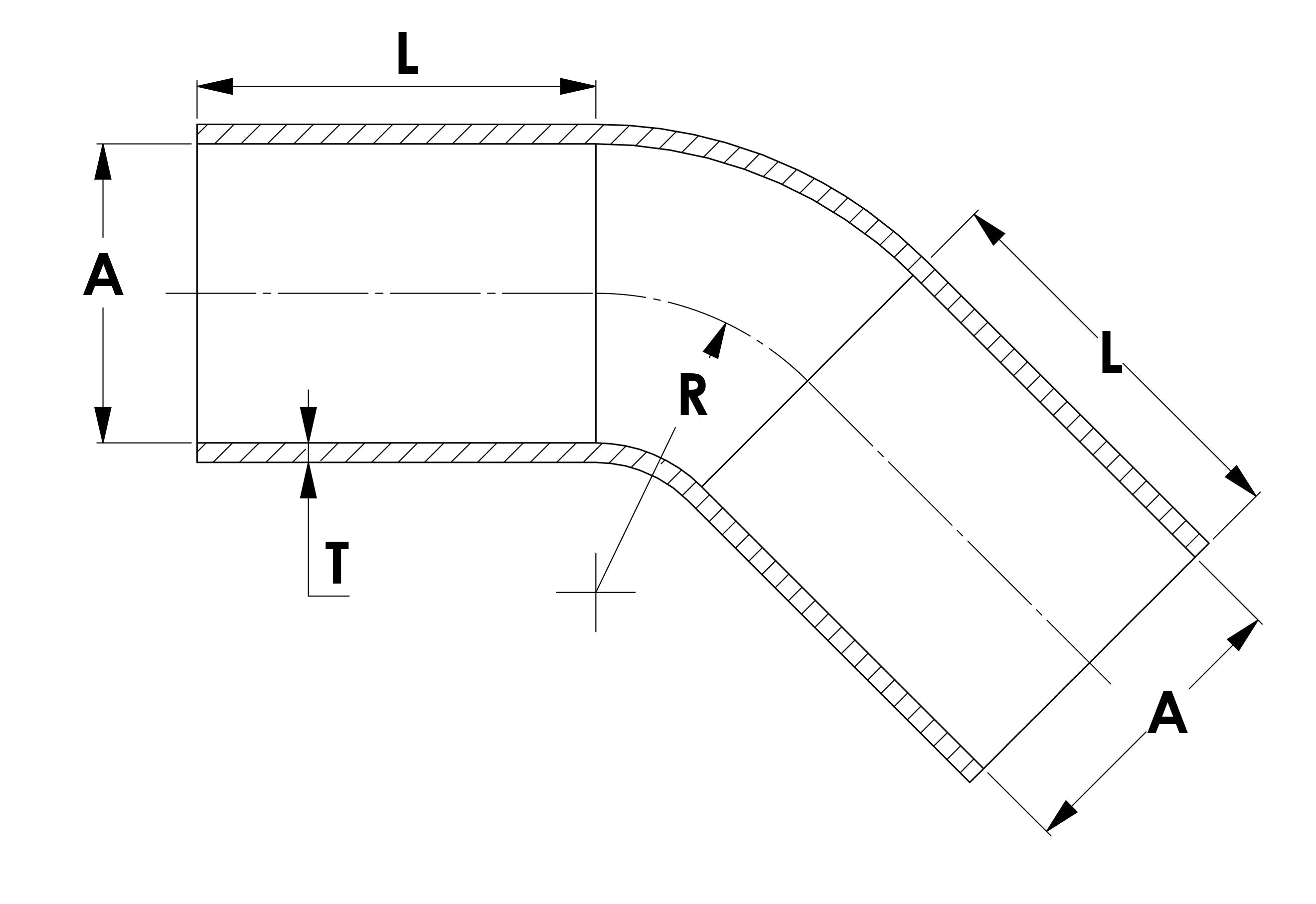 HPS 2.5" - 3.5" ID High Temp 4-ply Reinforced Silicone 45 Degree Elbow Reducer Hose Black (63mm - 89mm ID)