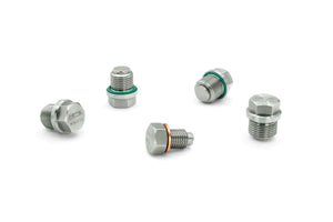 HPS Performance Stainless Steel Magnetic Oil Drain Plug Bolt 5pcs complete kit for Engine Transmission and Front Differential MDPK-100