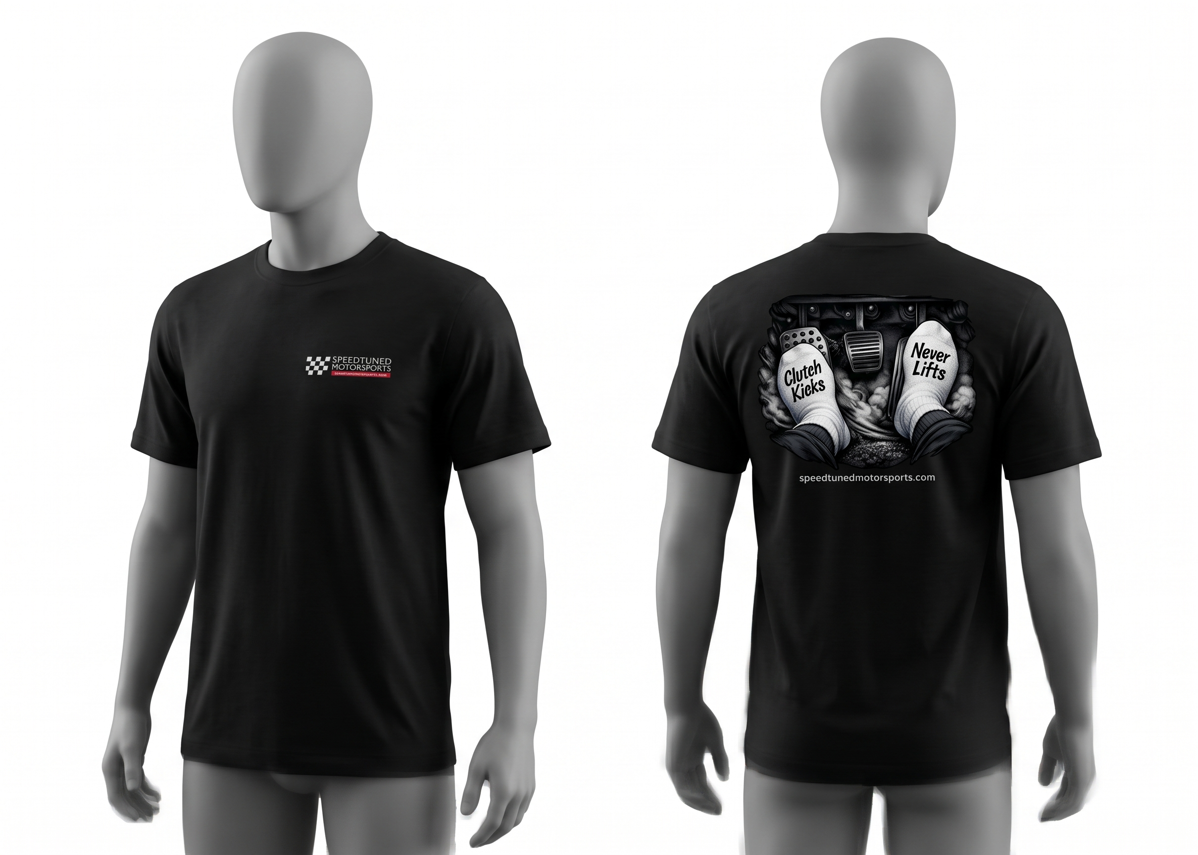 Speed Tuned Motorsports “Clutch Kicks, Never Lifts” T-Shirt