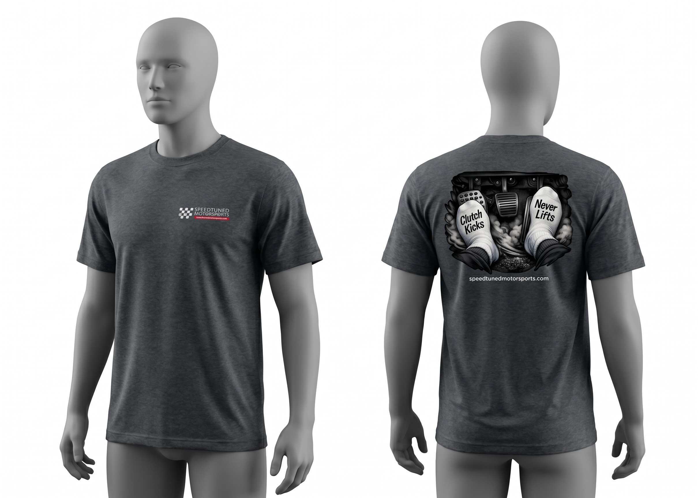 Speed Tuned Motorsports “Clutch Kicks, Never Lifts” T-Shirt