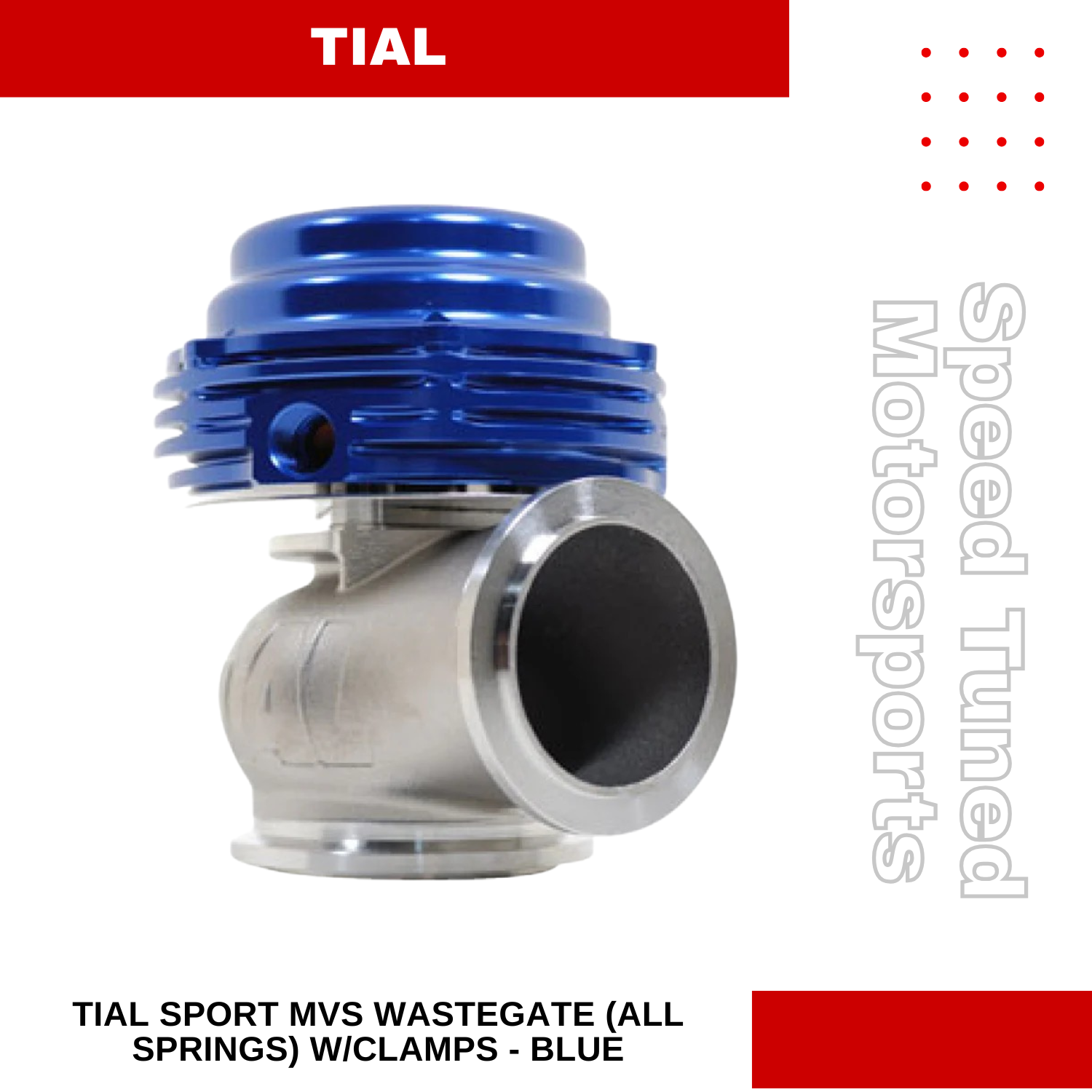 TiAL Sport MVS Wastegate (All Springs) w/Clamps - Blue - Graphic