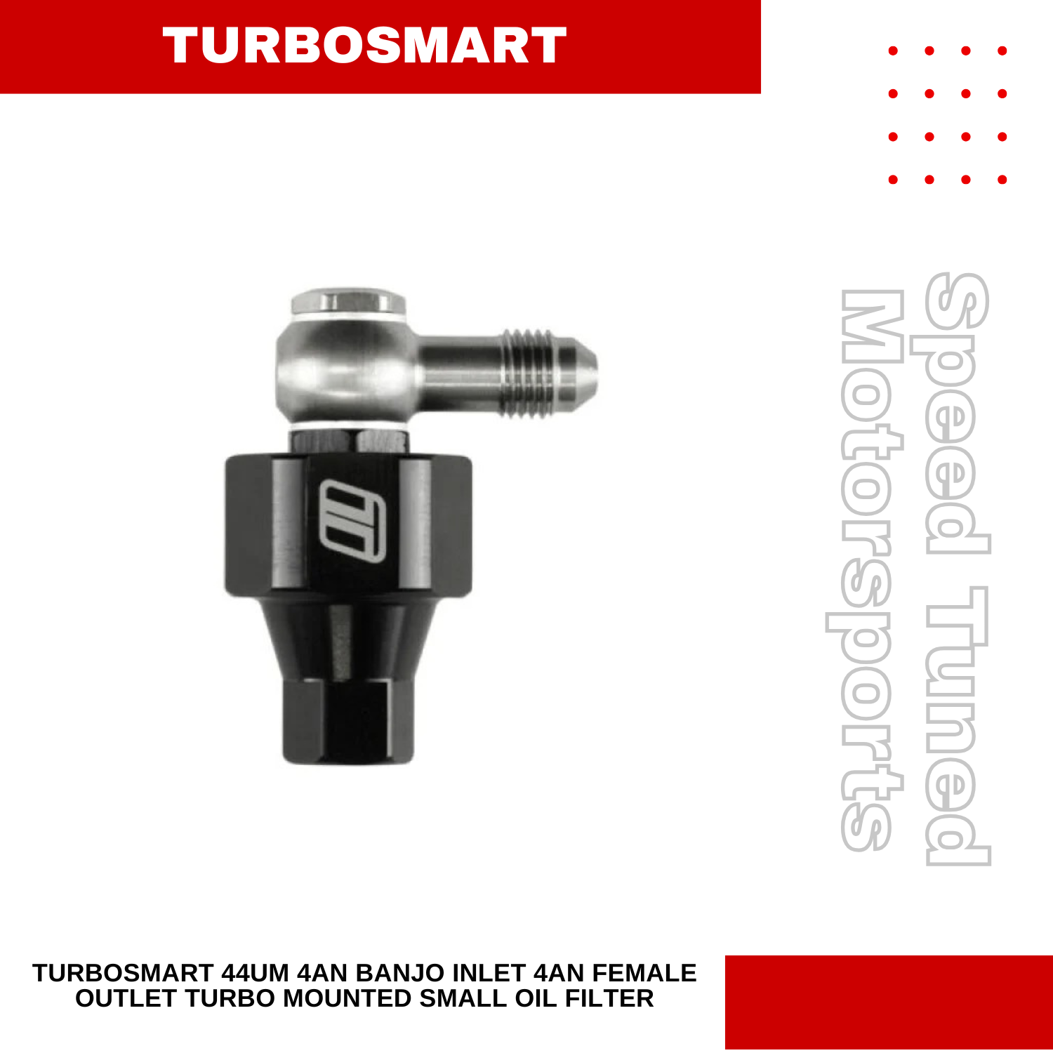 Turbosmart 44um 4AN Banjo Inlet 4AN Female Outlet Turbo Mounted Small Oil Filter TS-0804-1004