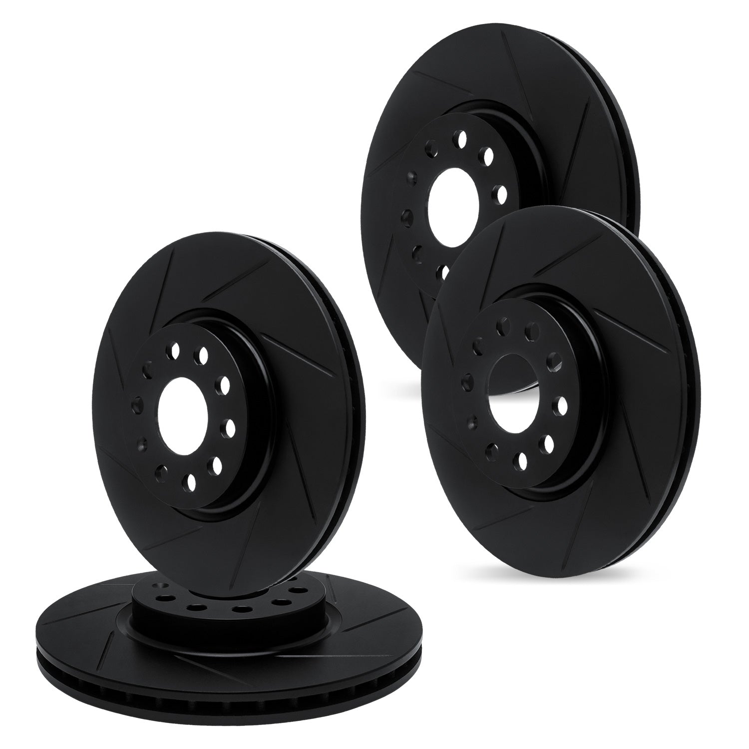 R1 Concepts 93-95 Mazda RX-7 Slotted Black Disc Brake Rotor Set - Front & Rear