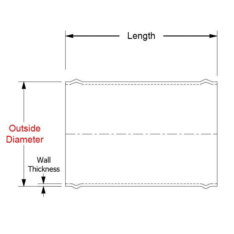 HPS 1.75" OD x 3" Long, 6061 Aluminum Joiner Tube Piping with Bead Roll