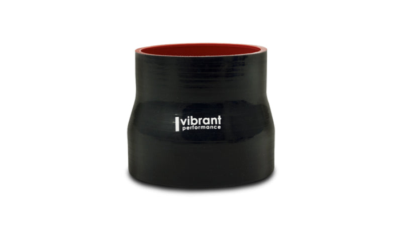 Vibrant 4 Ply Reinforced Silicone Transition Connector - 3in I.D. x 3.25in I.D. x 3in long (BLACK)