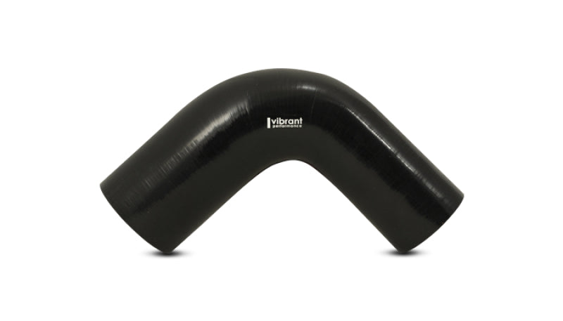 Vibrant 1.5in ID x 2in ID x 4in Long Gloss Black Silicone 90 Degree Transition Elbow