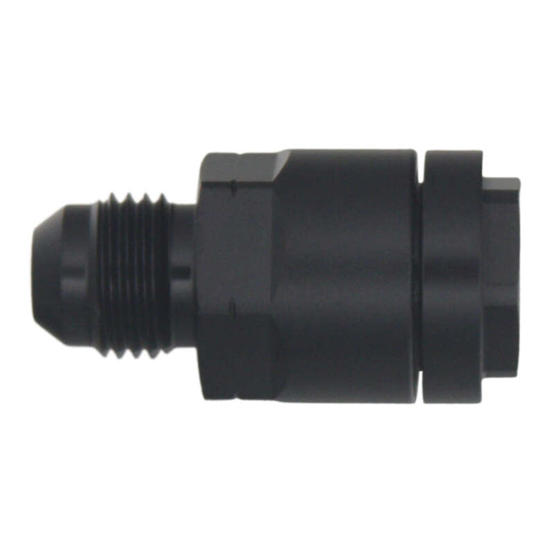 DeatschWerks 6AN Male Flare to 3/8in Female EFI Quick Connect Adapter - Anodized Matte Black