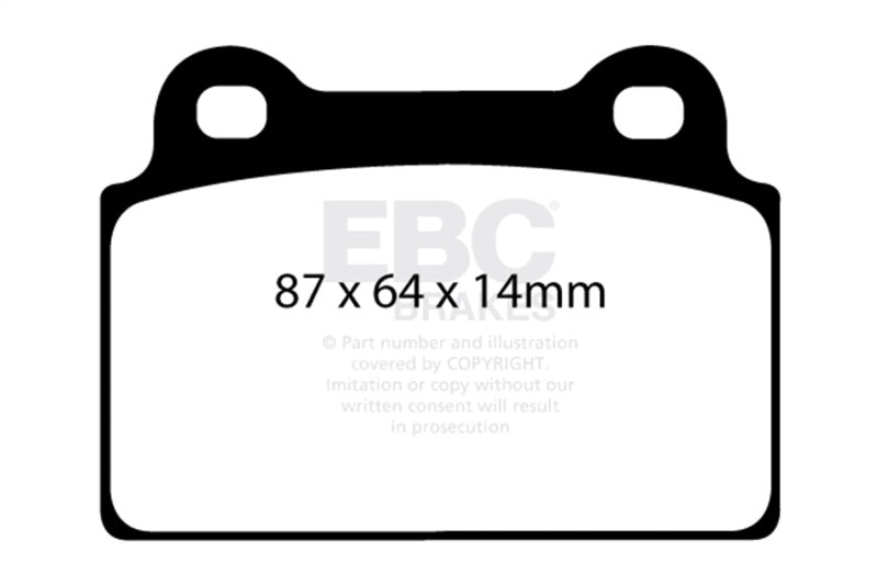 EBC 08-16 Mitsubishi Lancer Evo 10 2.0 Turbo (1 piece rotor) Yellowstuff Rear Brake Pads