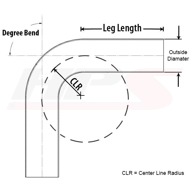 HPS 2.25" OD 135 Degree Bend 6061 Aluminum Elbow, 16 Gauge w/ 3" CLR