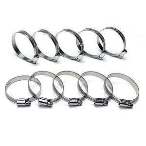 HPS Stainless Steel Embossed Hose Clamps Size 28 10pcs Pack 1-1/4 inch - 2-1/4 inch 32mm-57mm