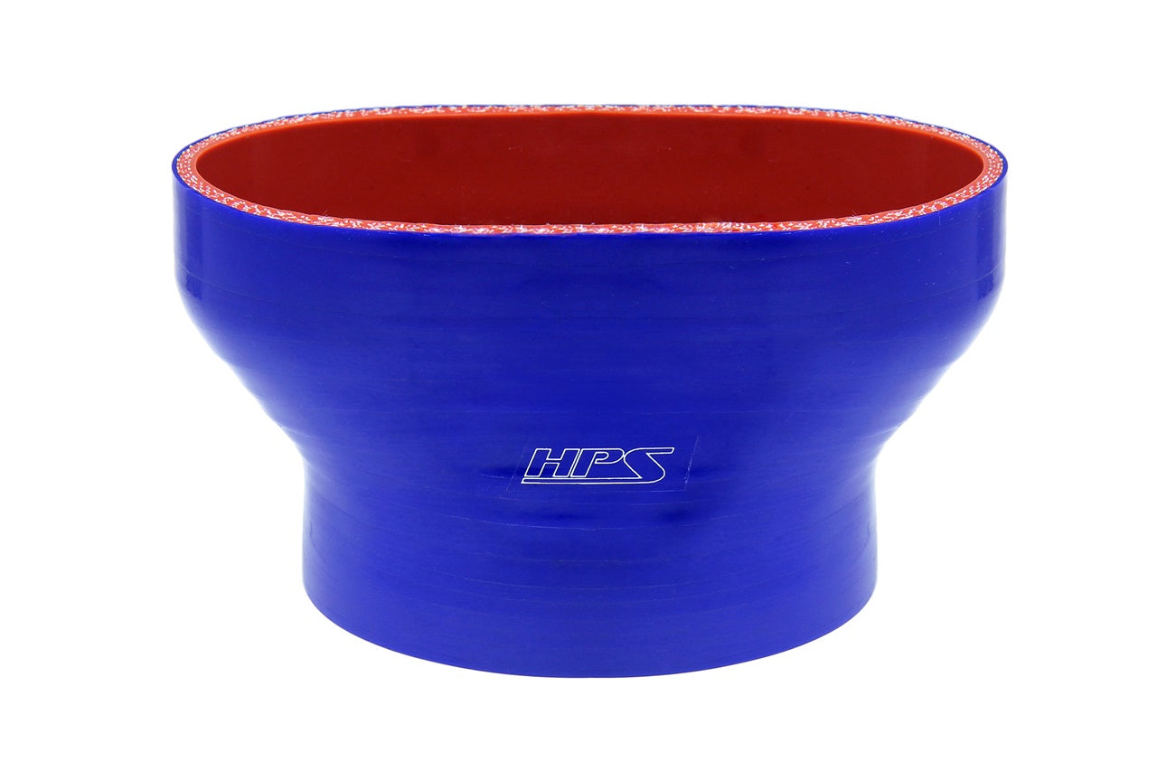 HPS Oval to Round Silicone Reducer Coupler Hose for Ford 55mm Throttle Body M-9926-MGT to 4 inch Tubing Blue