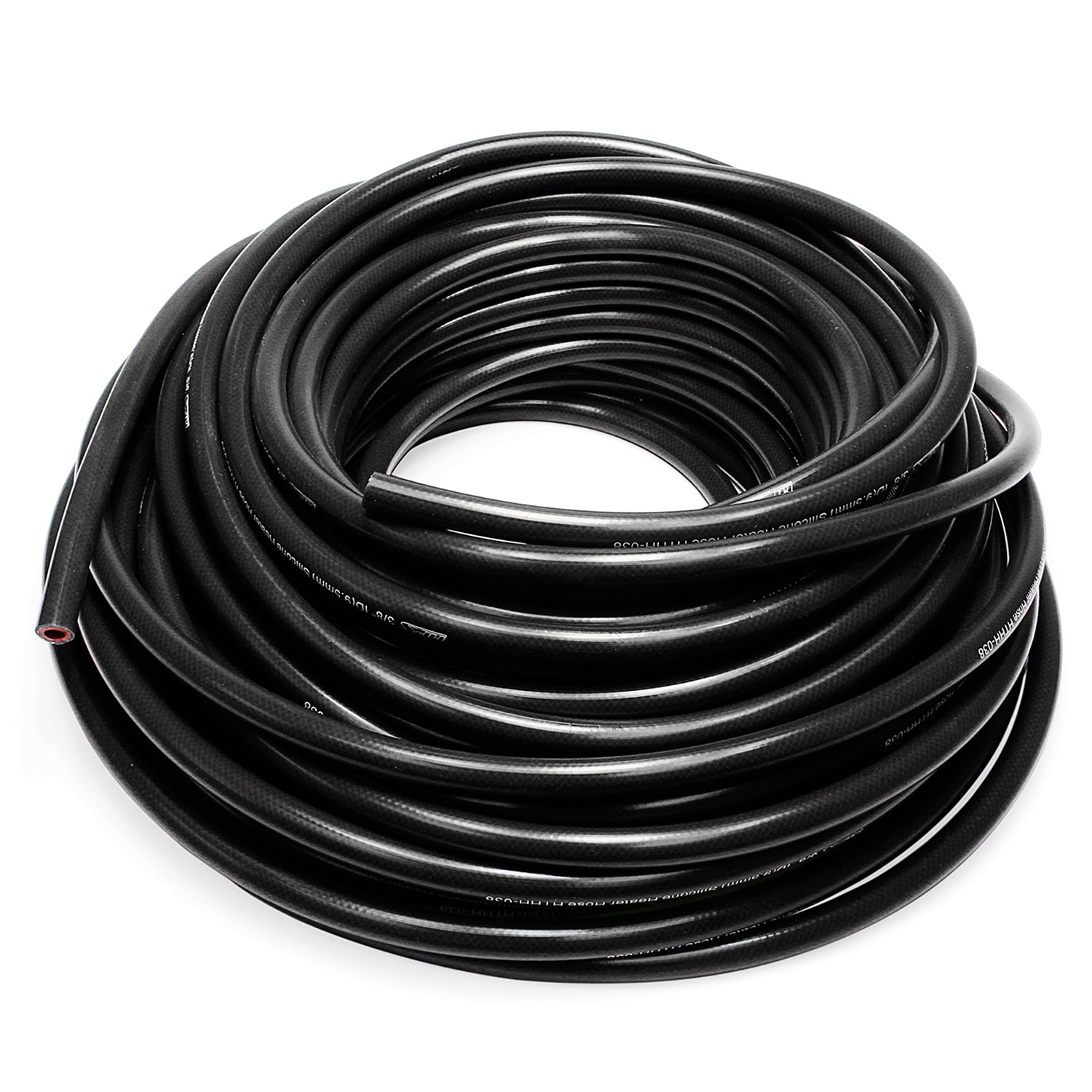 HPS 3/8 inch ID Black high temp reinforced silicone heater hose tubing 10 feet roll Max Temperature Rating: 350F Bend Radius: 1-1/2 inch