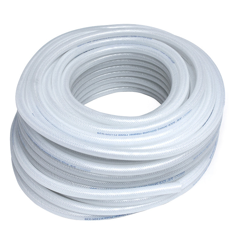 HPS 5/32 inch ID Clear high temp reinforced silicone heater hose tubing 50 feet roll Max Temperature Rating: 350F Bend Radius: 3/4 inch