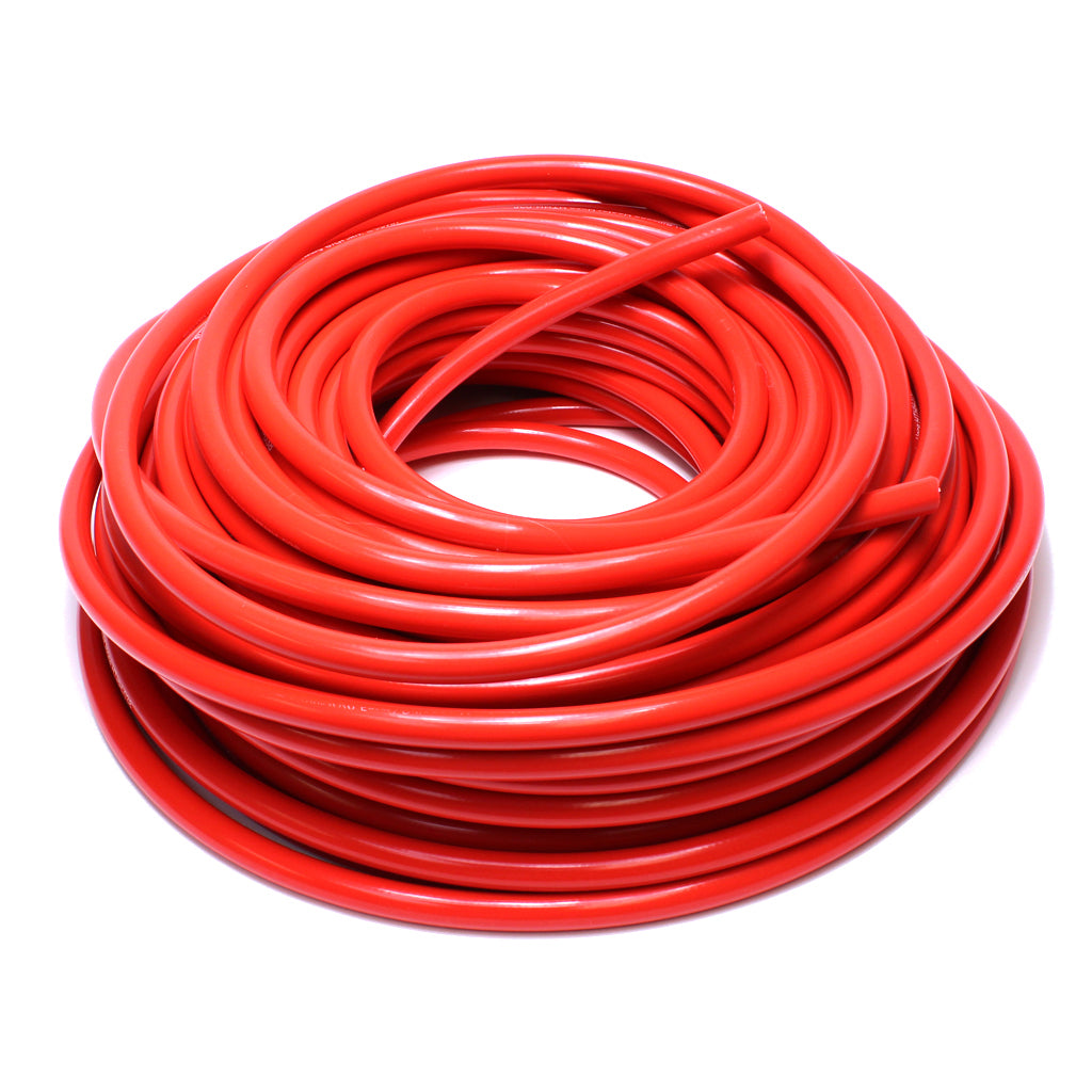 HPS 1/8 inch ID Red high temp reinforced silicone heater hose tubing 100 feet roll Max Temperature Rating: 350F Bend Radius: 1/2 inch