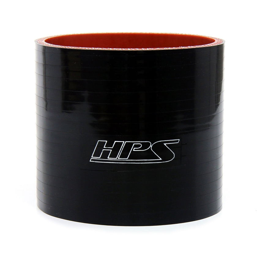 HPS 3.5 inch ID 4 inch Long High Temp 4-ply Reinforced Silicone Straight Coupler Hose Black 89mm ID 102mm Length