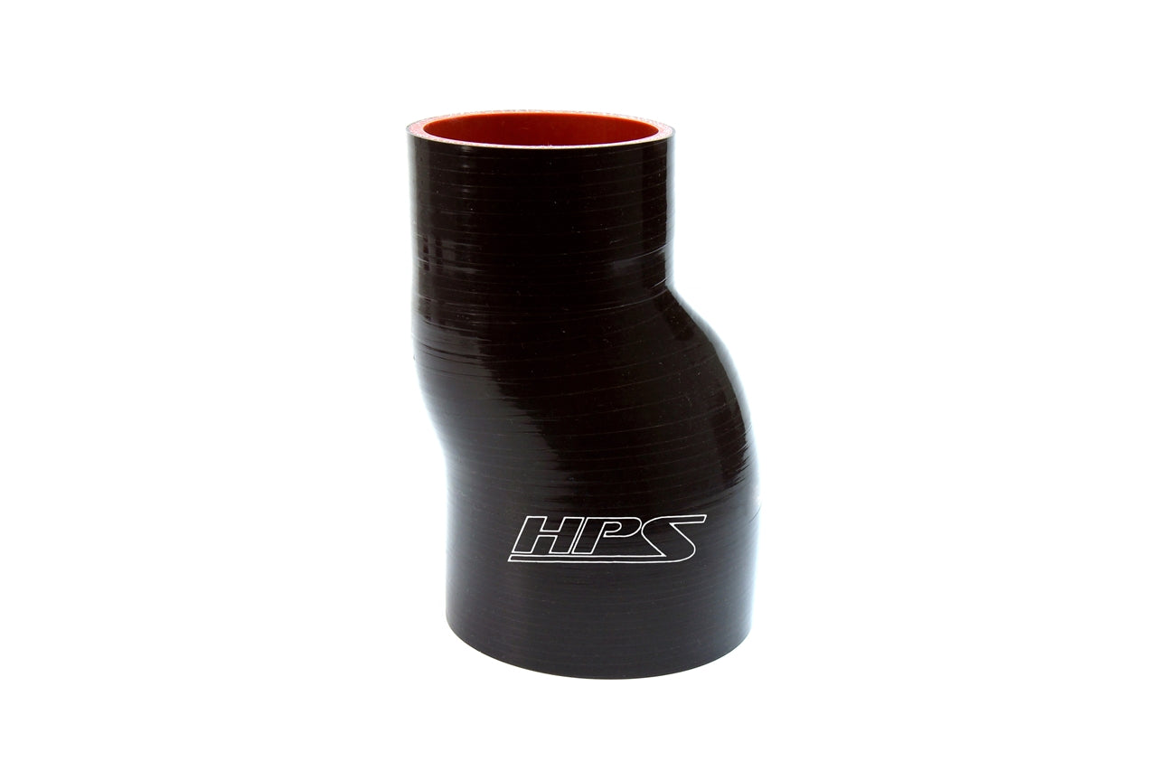 HPS 2.5 inch - 2-3/4 inch ID 6 inch Long High Temp 4-ply Reinforced Silicone Offset Reducer Coupler Hose Black 63mm - 70mm ID 152mm Length