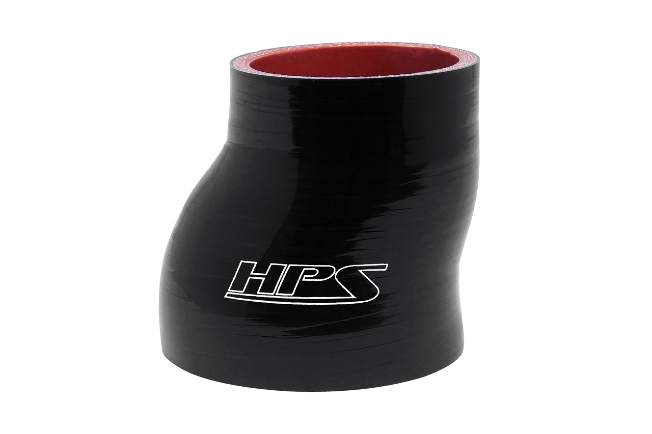 HPS 2.5 inch - 3 inch ID 3 inch Long High Temp 4-ply Reinforced Silicone Offset Reducer Coupler Hose Black 63mm - 76mm ID 76mm Length