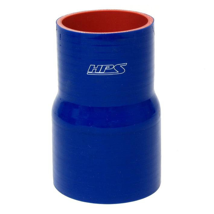 HPS 3 inch - 4 inch ID 4 inch Long High Temp 4-ply Reinforced Silicone Reducer Coupler Hose Blue 76mm - 102mm ID 102mm Length