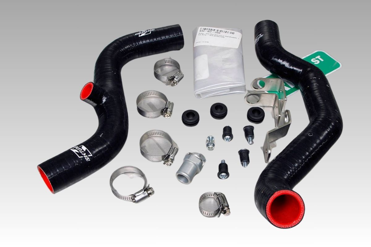 K-Tuned Driver-Side Radiator Hose Kit Black w / Rad Brackets + Fan Bung For K24 Swap Civic 92-00 EG EK Integra DC2