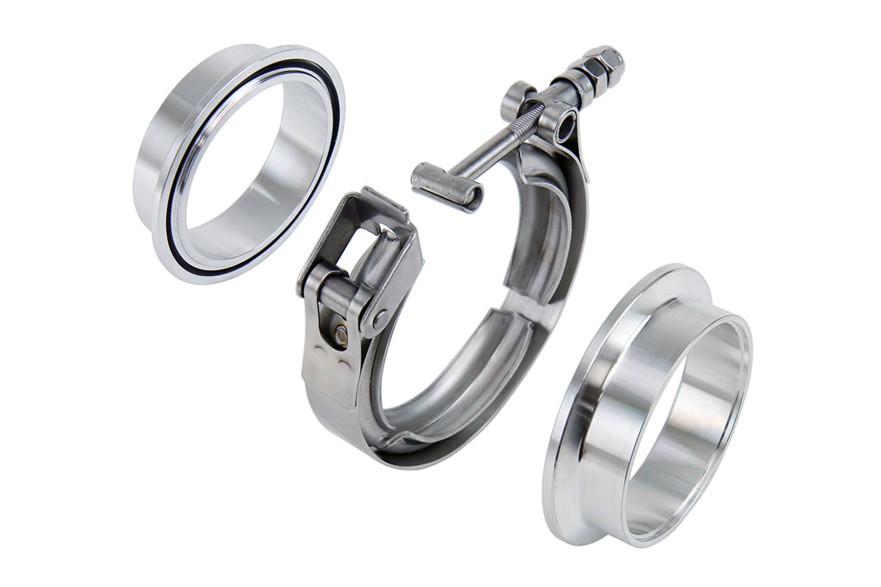 HPS Stainless Steel 2.5 inch V Band Clamp Kit Aluminum Flanges NBR O-Ring Quick Release