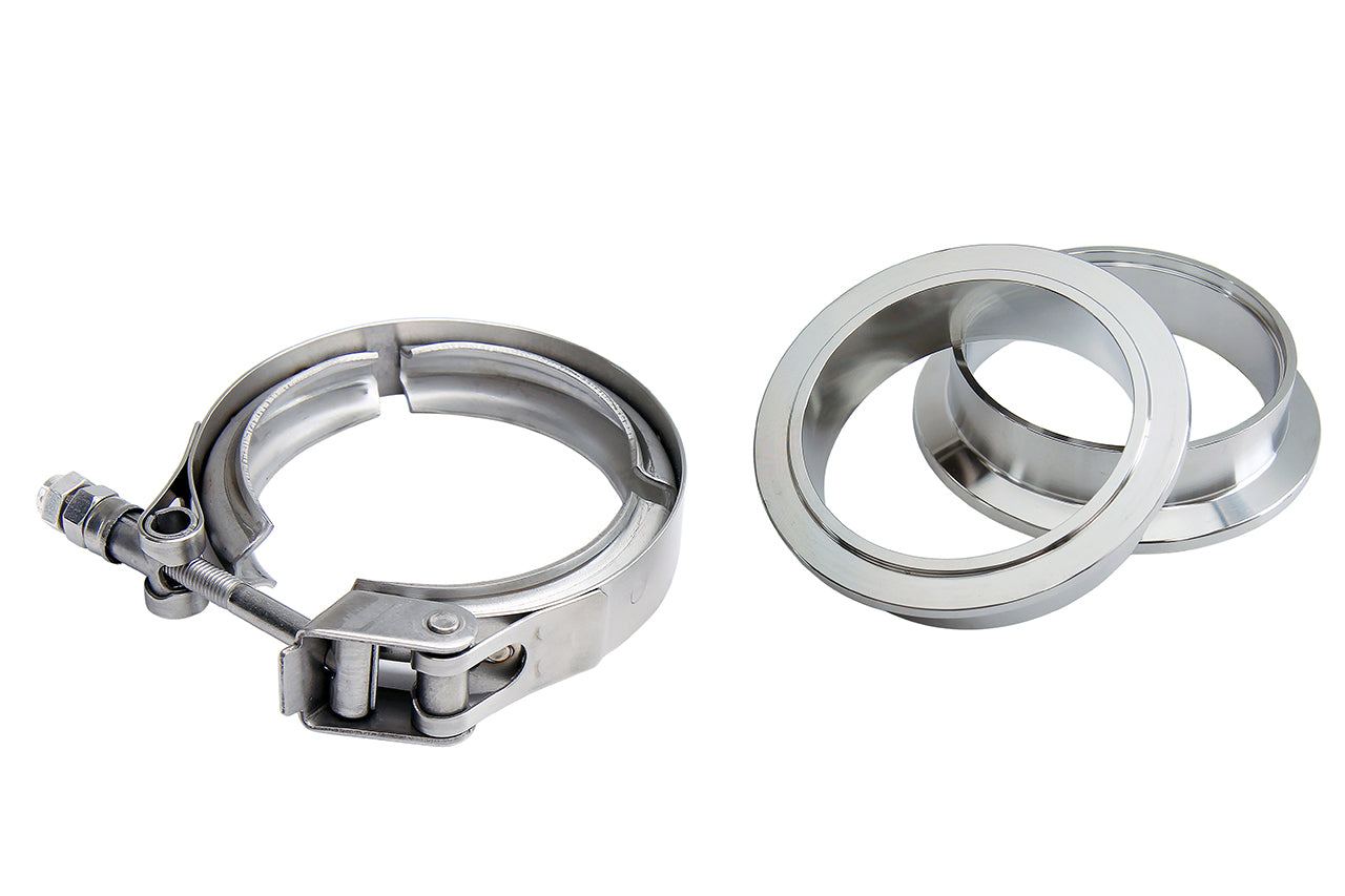 HPS Stainless Steel 2" V Band Clamp Kit, Stainless Steel Flanges, Quick Release